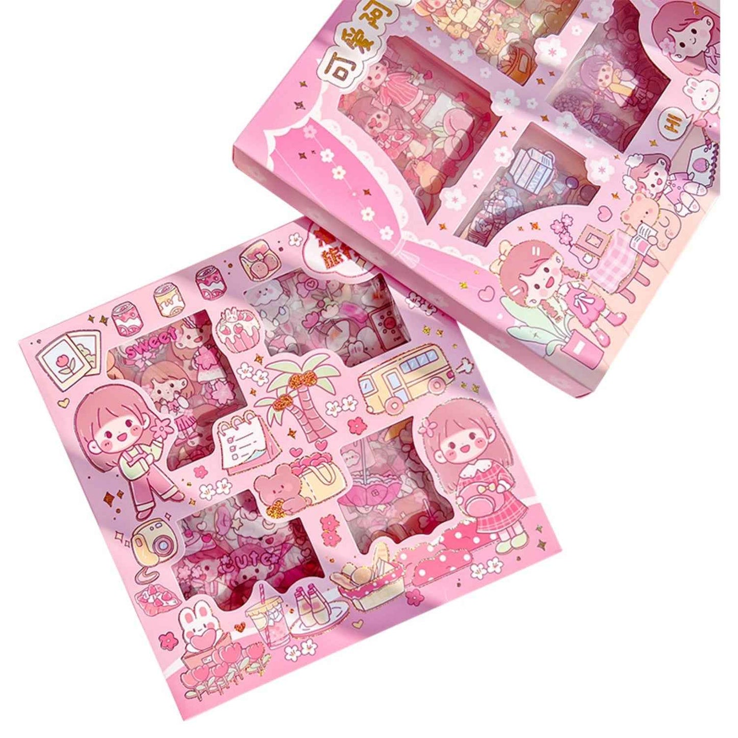 Kawaii Self Adhesive Floor Stickers -100 Sheets Cute Washi for Project, Japanese Style Girls Sticker Set, Scrapbooking, DIY Arts Crafts (Assorted Design) 18 x 18 x 2 cms, PVC. - Needsly