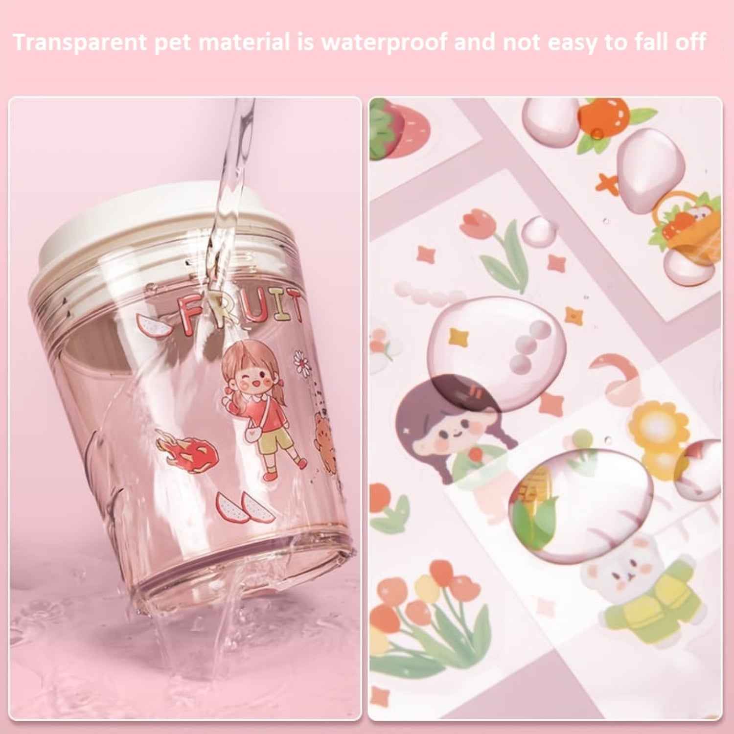 Kawaii Self Adhesive Floor Stickers -100 Sheets Cute Washi for Project, Japanese Style Girls Sticker Set, Scrapbooking, DIY Arts Crafts (Assorted Design) 18 x 18 x 2 cms, PVC. - Needsly