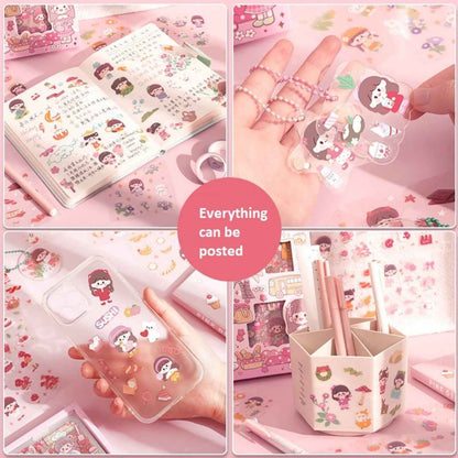 Kawaii Self Adhesive Floor Stickers -100 Sheets Cute Washi for Project, Japanese Style Girls Sticker Set, Scrapbooking, DIY Arts Crafts (Assorted Design) 18 x 18 x 2 cms, PVC. - Needsly