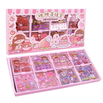 Cute Girl Theme Kawaii Stickers - 200 Sheets Cute Washi Stickers for Scrapbooking, Journaling, DIY Crafts & Gifts (Peach Cake) - Needsly